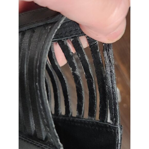 BCBGMaxazria Malbon Black Leather Curt-out Wedge Booties/Sz. 7.5M - Picture 10 of 10